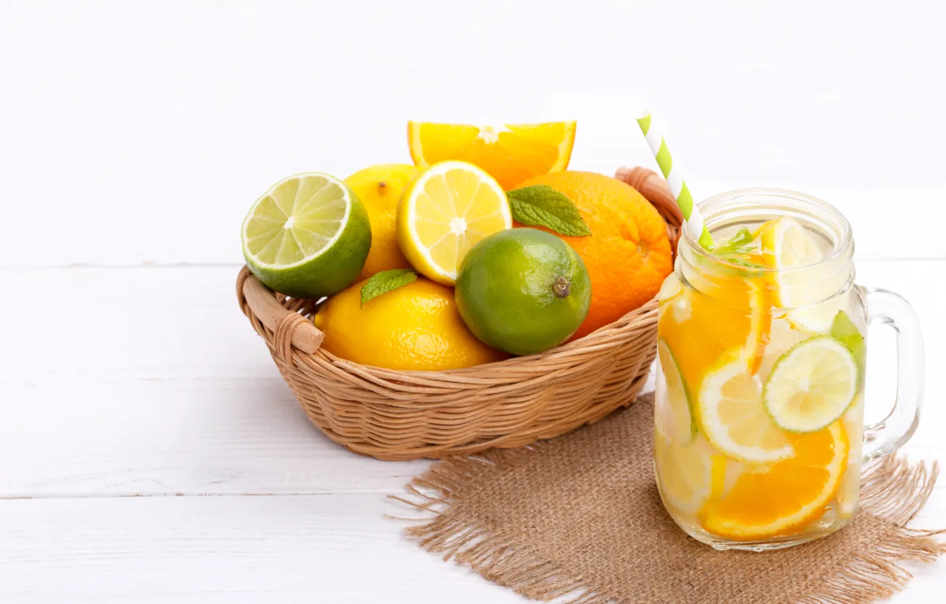 Фото обои лимон, апельсин, лайм, лимонад, Цитрусовый