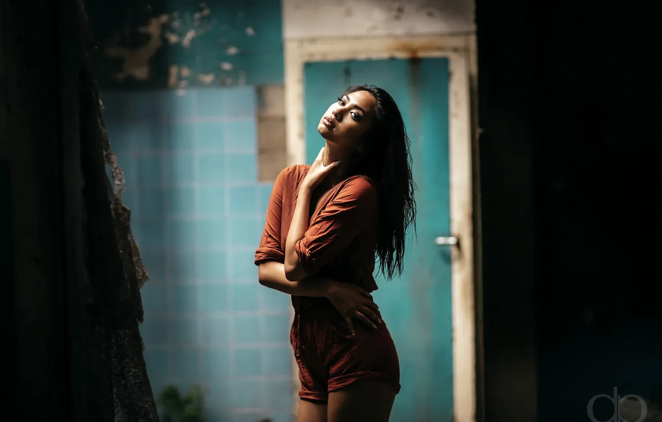 Фото обои девушка, поза, фон