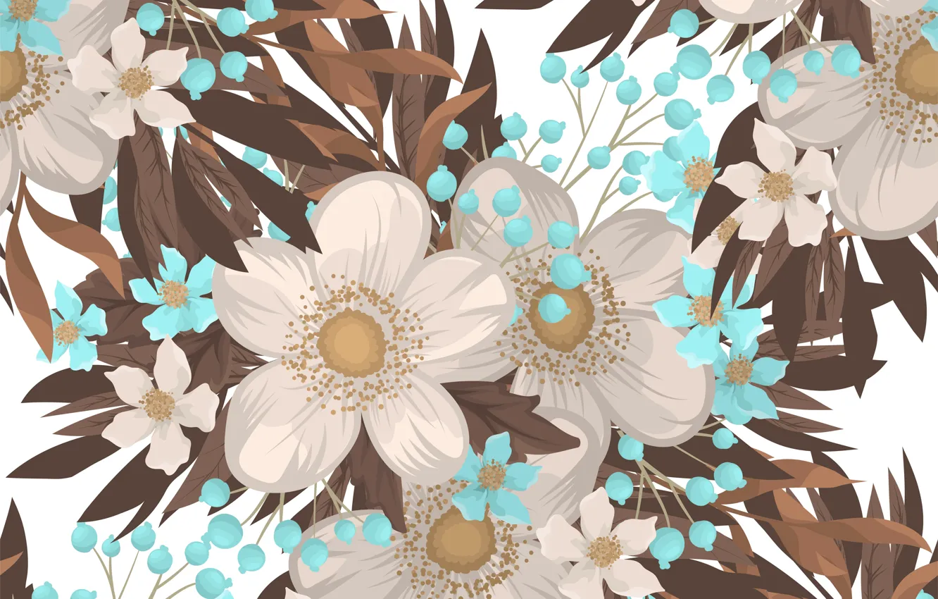 Фото обои цветы, фон, flower, винтаж, background, pattern, seamless
