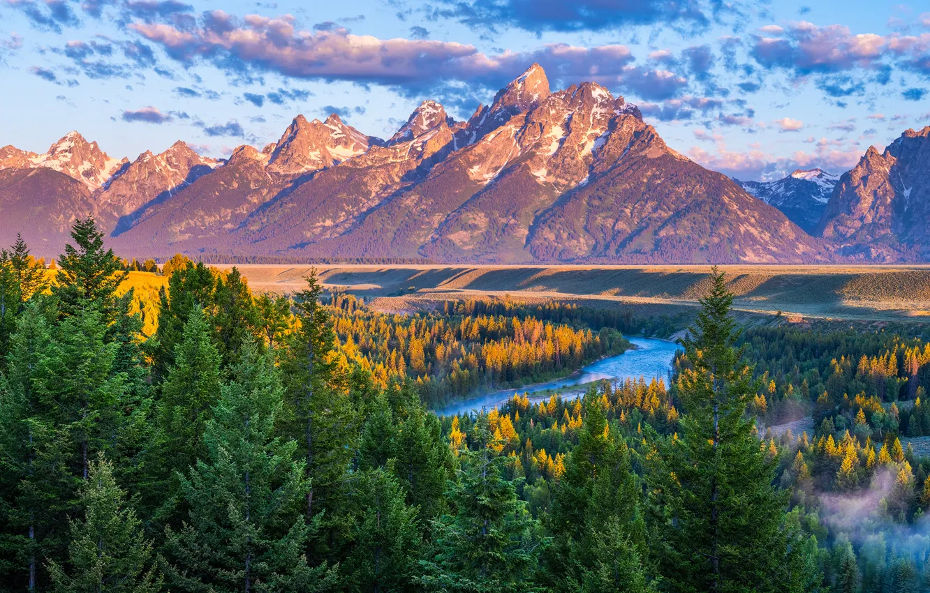 Фото обои пейзаж, горы, США, реки, Grand Teton National Park