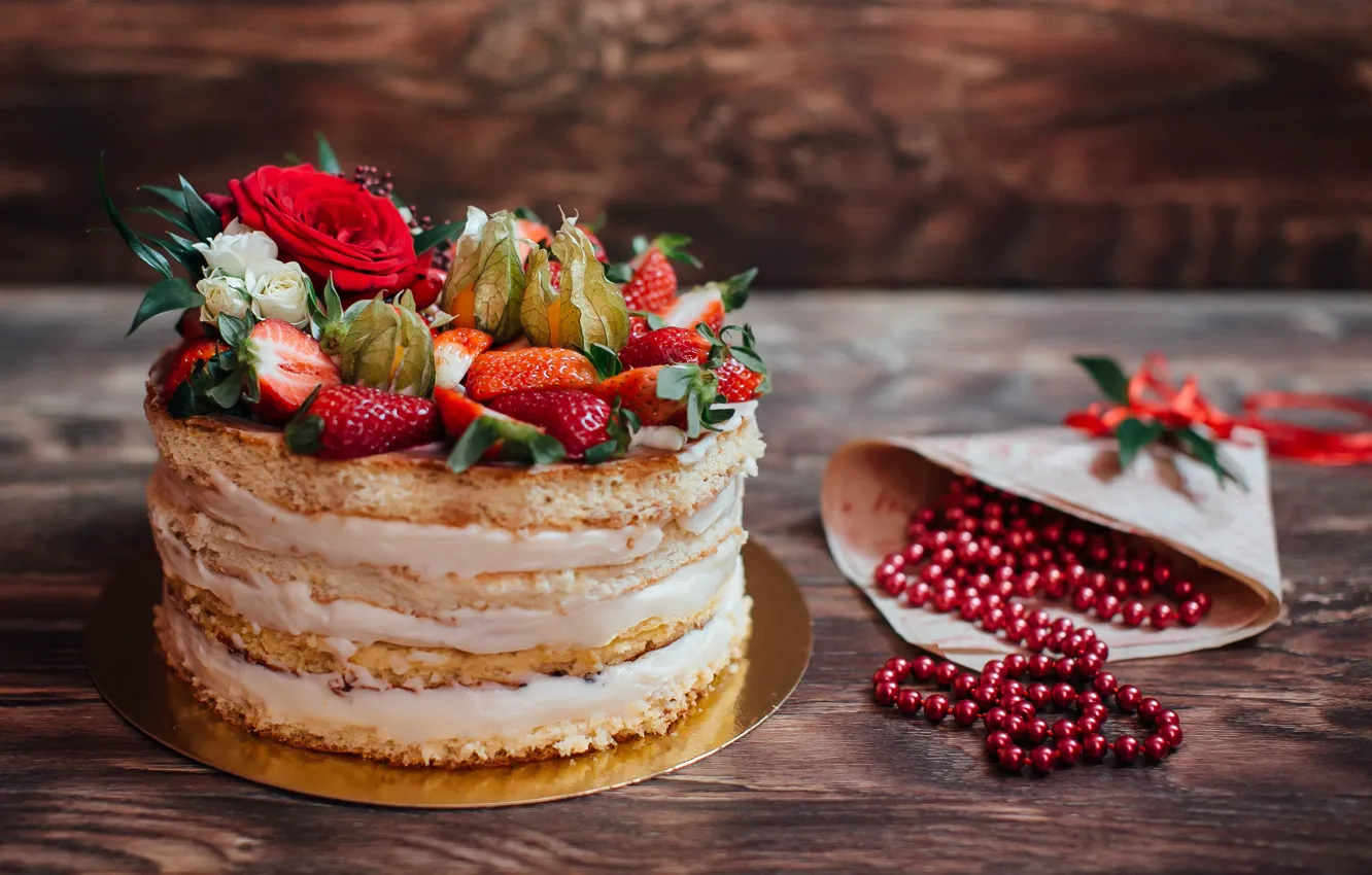 Фото обои ягоды, торт, cake, десерт, dessert, berries