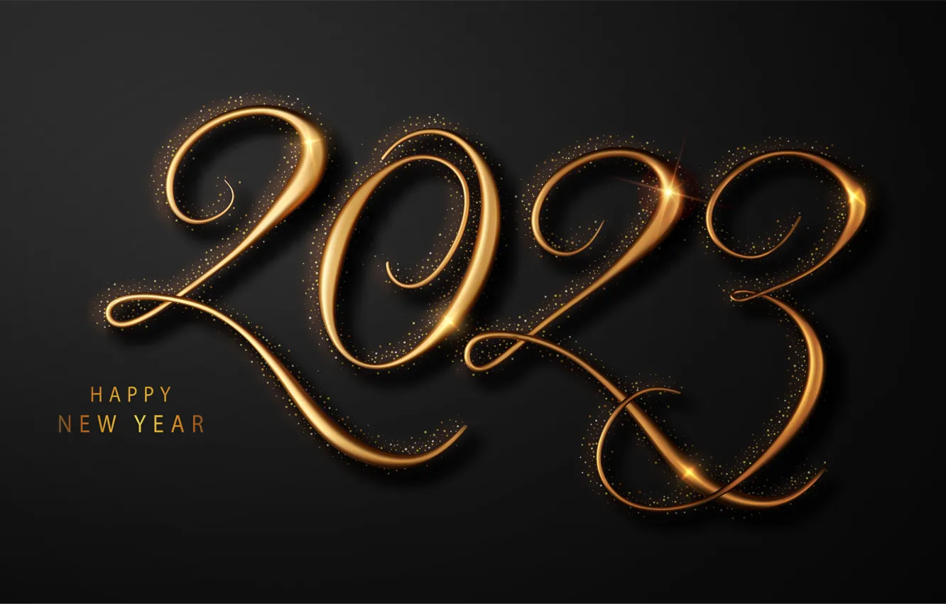Фото обои темный фон, цифры, Новый год, дата, 2023, Новый 2023 год