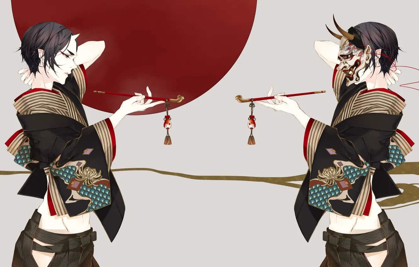 Фото обои секси, трубка, демон, арт, парень, Hoozuki no Reitetsu, хладнокровный Хозуки