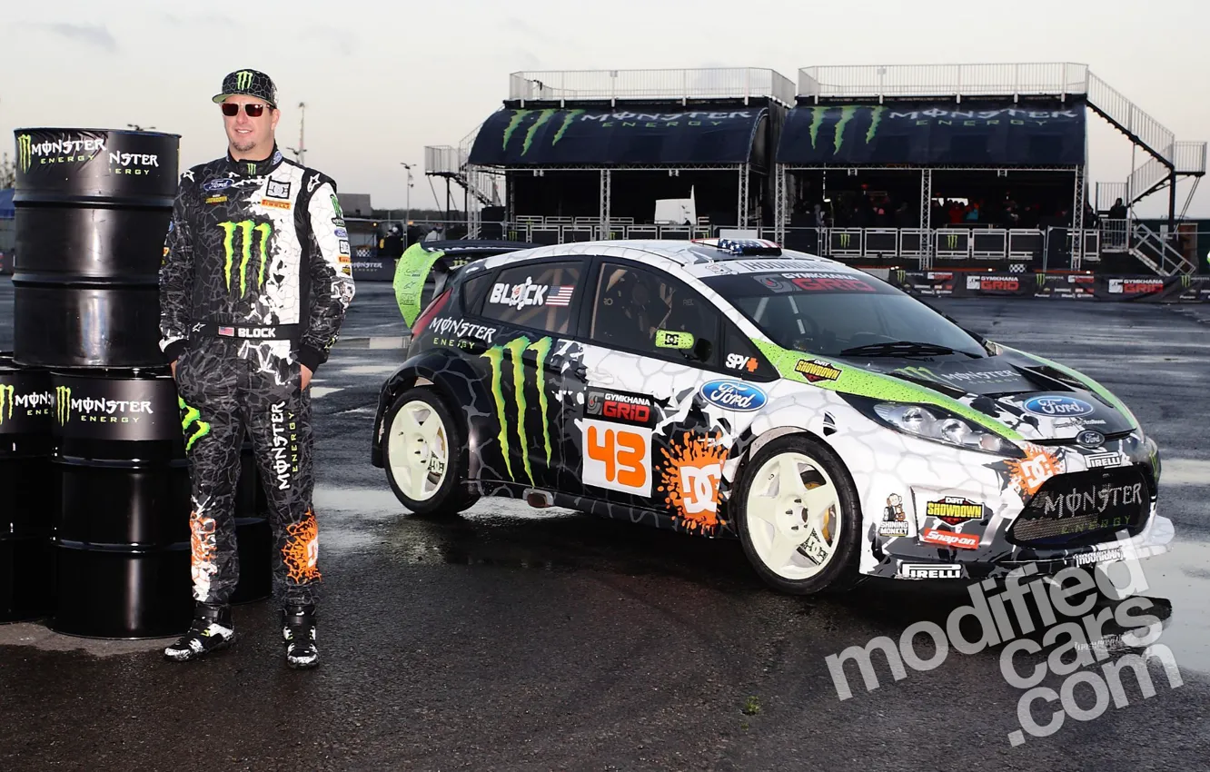 Фото обои ford, rally, fiesta, Ken Block, monster energy, gymkhana