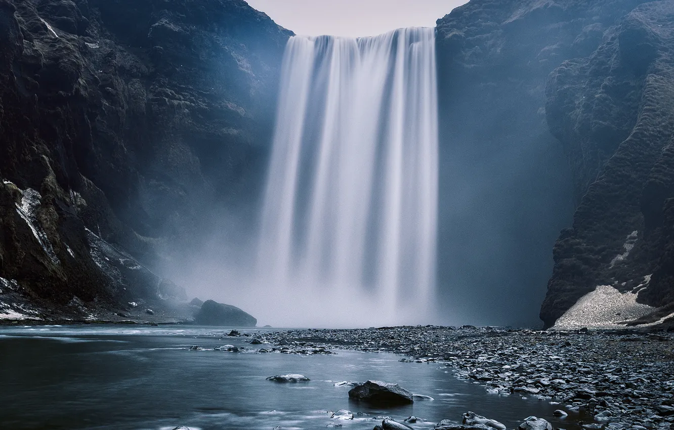 Фото обои waterfall, Iceland, Skógafoss