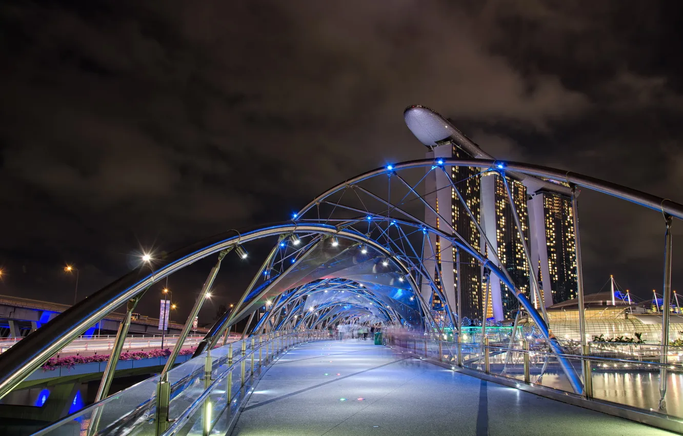 Фото обои Singapore, Marina Bay, Helix Bridge