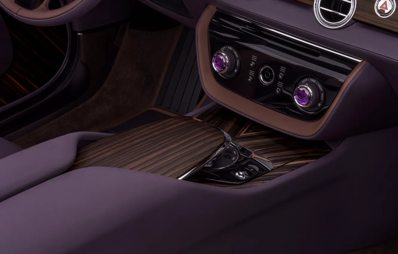 Фото обои Rolls-Royce, close-up, design, wood, buttons, Amethyst, car interior, Rolls-Royce Amethyst Droptail