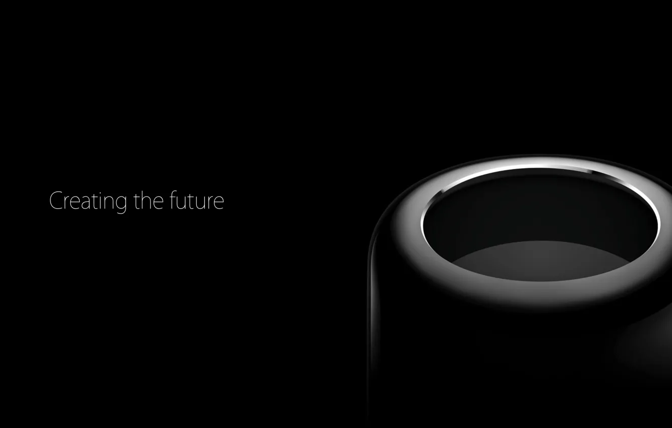 Фото обои дизайн, Apple, черный фон, качество, 2014, Mac Pro, новый порядок мощи, Черный глянец