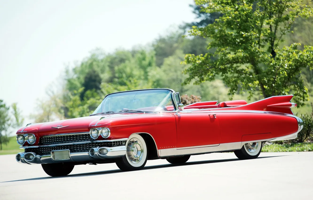 Фото обои красный, Eldorado, Cadillac, Эльдорадо, передок, 1959, Кадилак, Biarritz