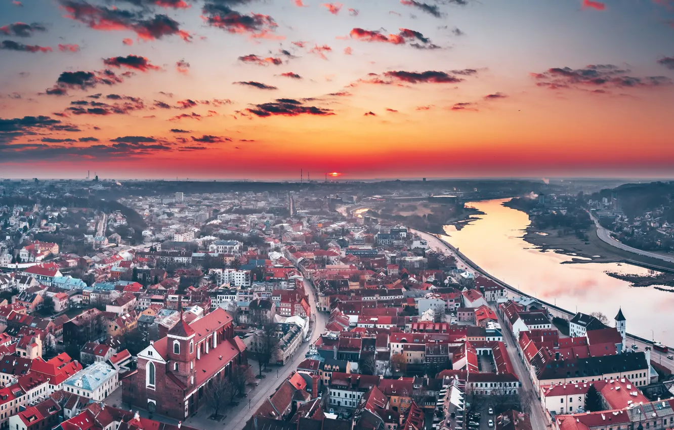 Фото обои закат, Lietuva, Kaunas