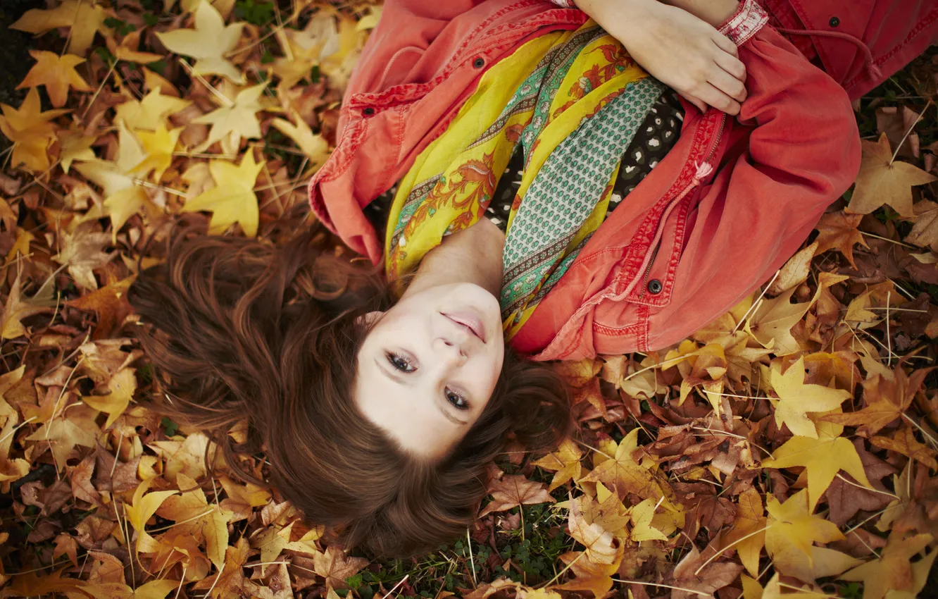 Фото обои осень, листья, девушка, Taelor