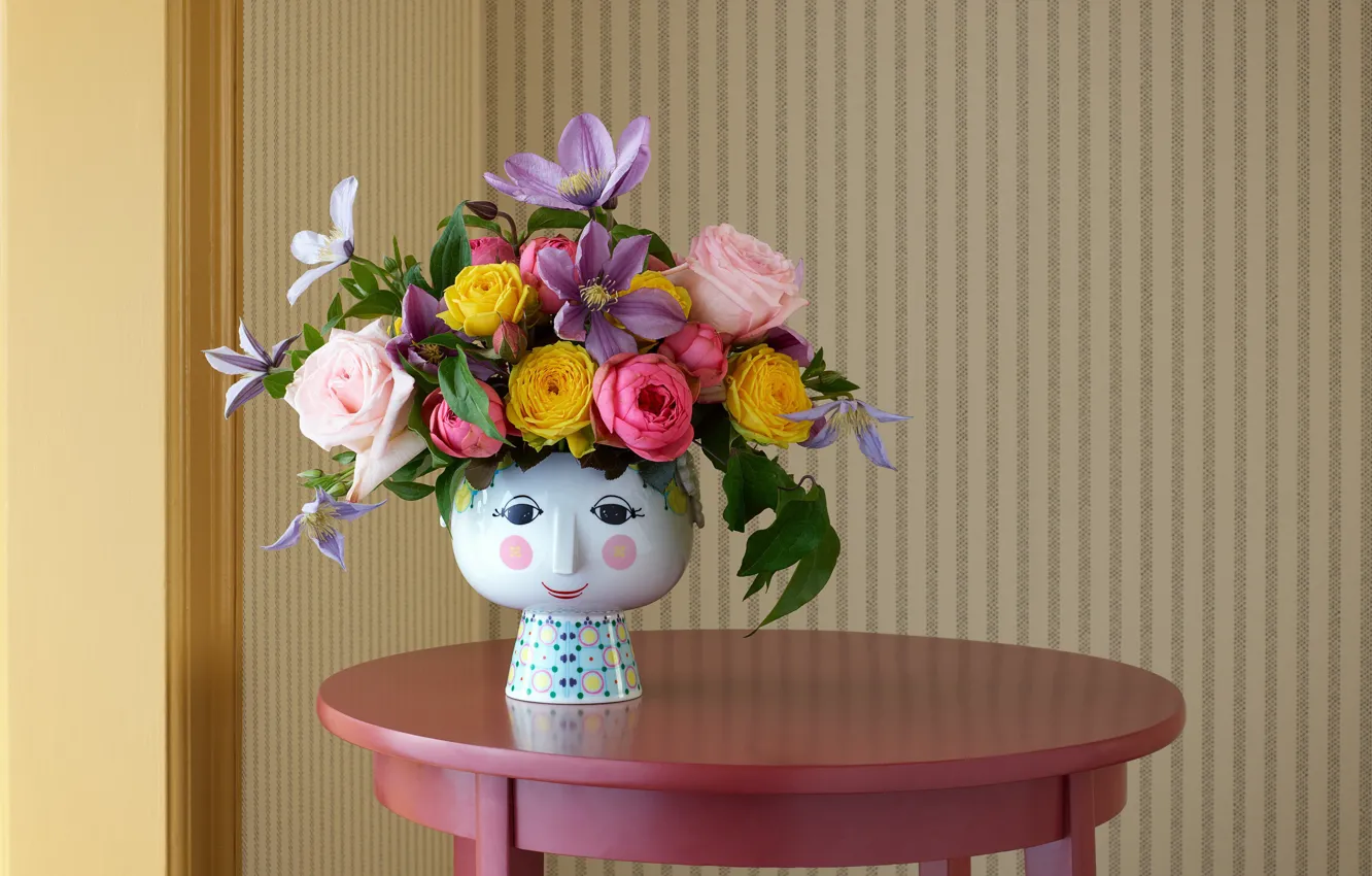 Фото обои Цветы, Фарфор, Декор, Decor, Porcelain, Цветочный горшок, Bjorn Wiinblad Eva Flowerpot