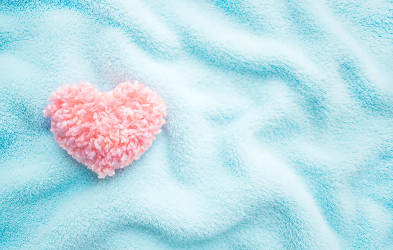 Фото обои фон, голубой, сердце, ткань, одеяло, love, плед, heart