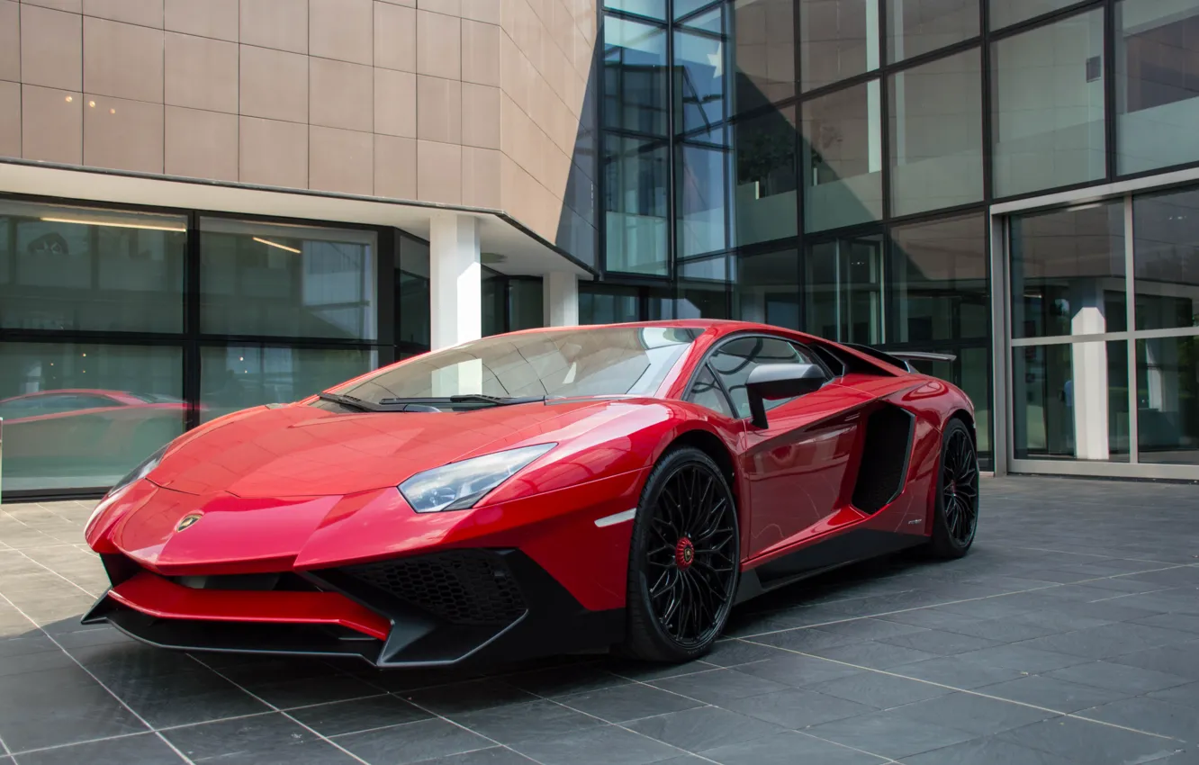 Фото обои Lamborghini, Red, Aventador