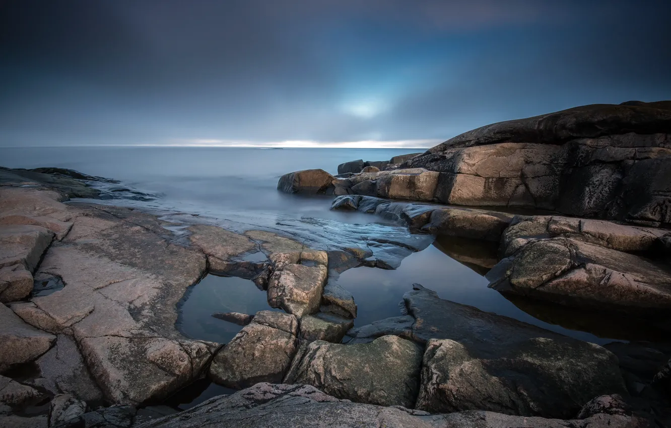 Фото обои море, камни, берег
