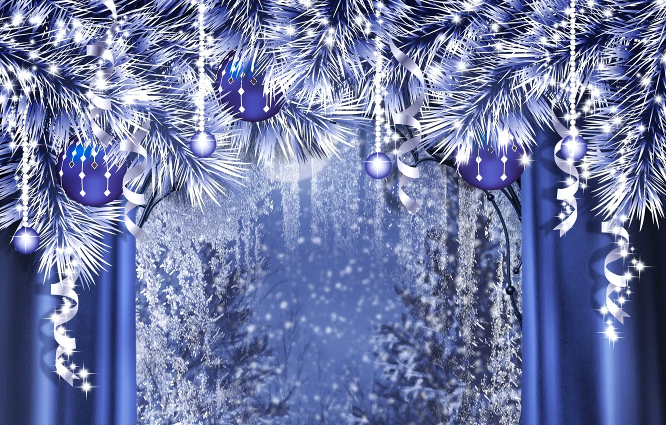 Фото обои шарики, украшения, праздник, Новый Год, Рождество, Christmas, New Year