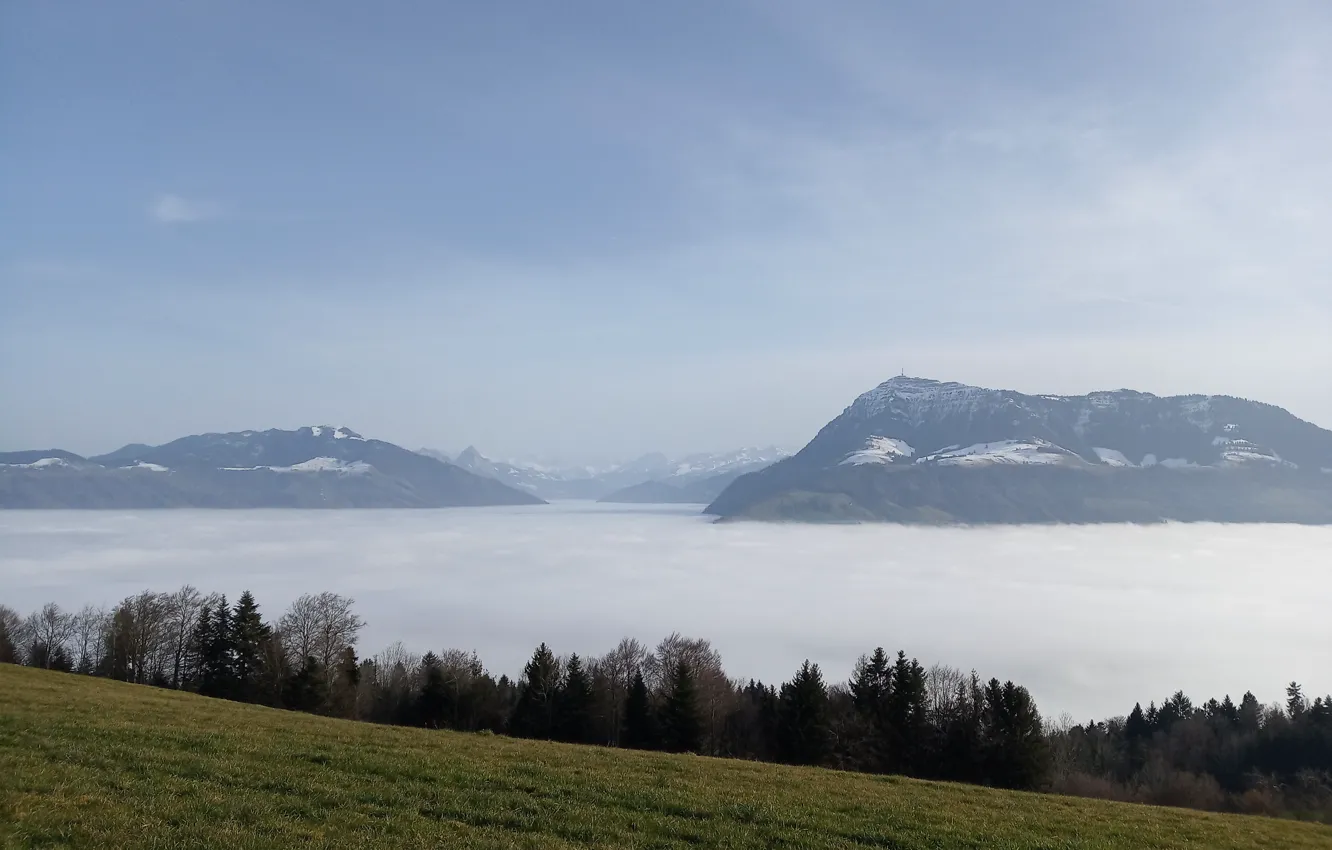 Фото обои Швейцария, Альпы, гора Риги