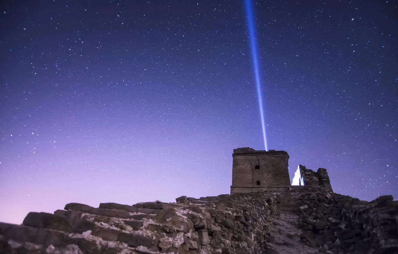 Фото обои ночь, China, Great Wall