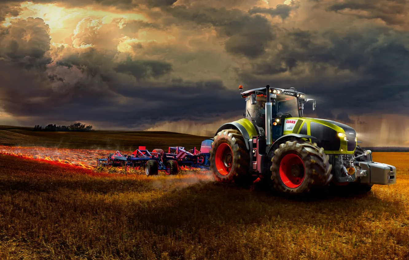 Фото обои трактор, Claas, 900, клаас, Axion