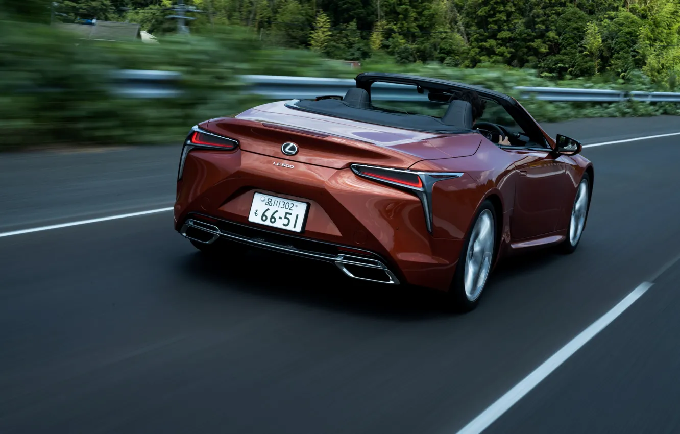 Фото обои Lexus, кабриолет, на дороге, 2021, LC 500 Convertible