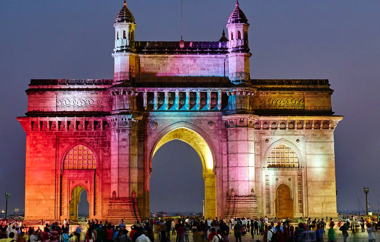 Фото обои люди, Индия, архитектура, Мумбаи, Ворота Индии