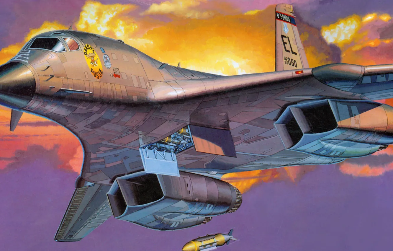 Фото обои рисунок, бомбардировщик, lancer, b-1