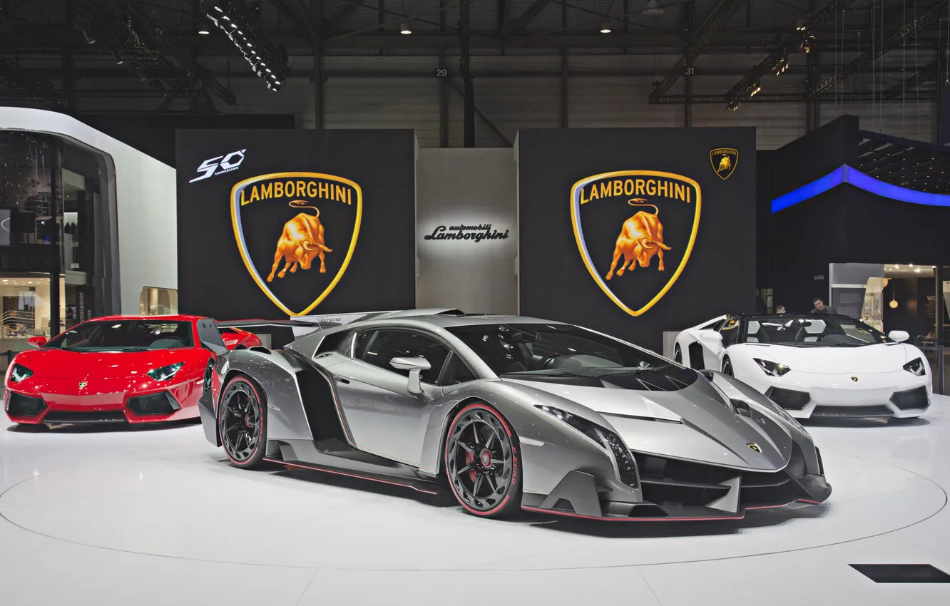 Фото обои Lamborghini, and, Aventador, 2013, Veneno, presentation, Geneva