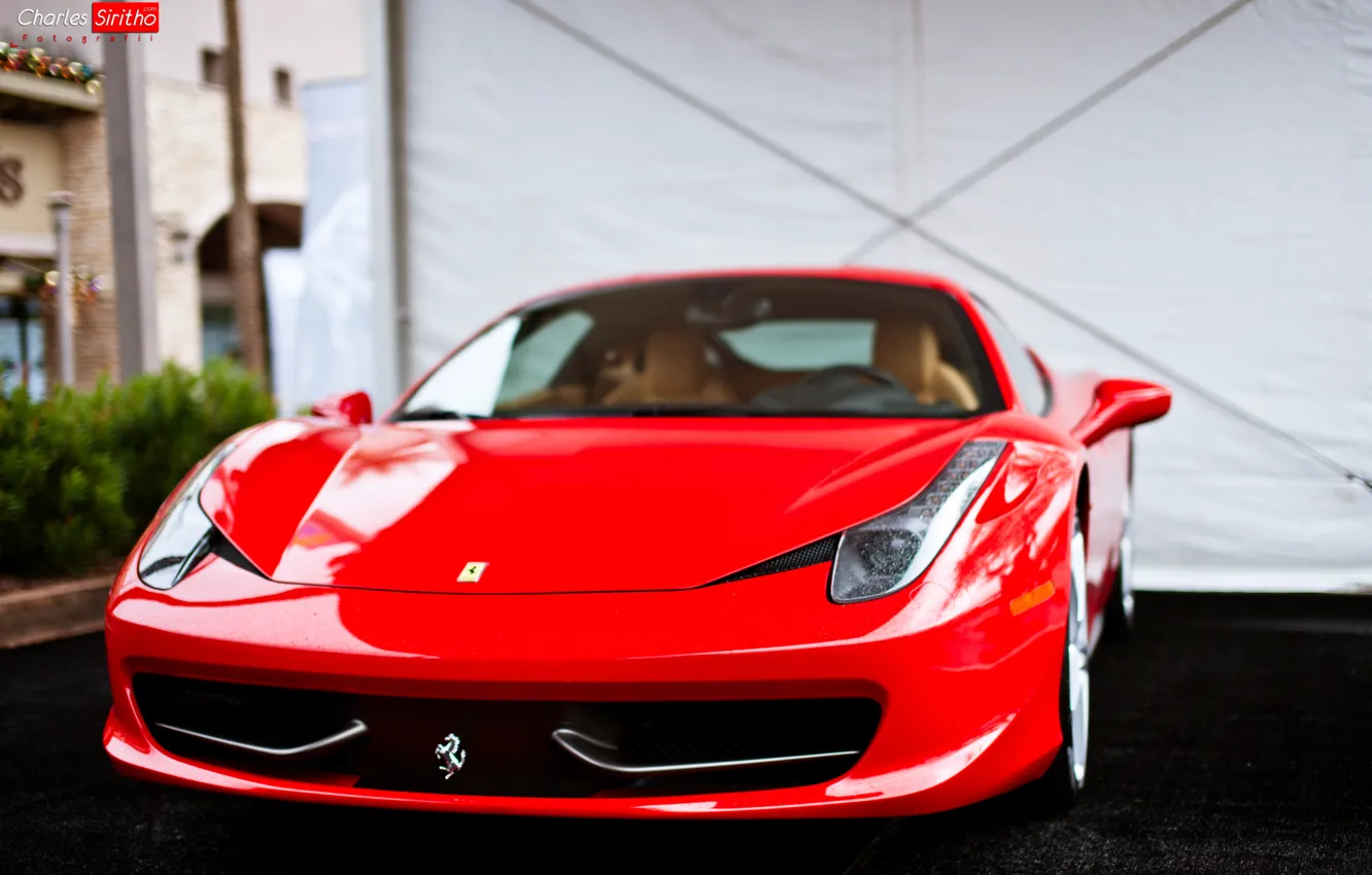Фото обои машина, авто, перед, Ferrari, красная, 458, auto, Italia
