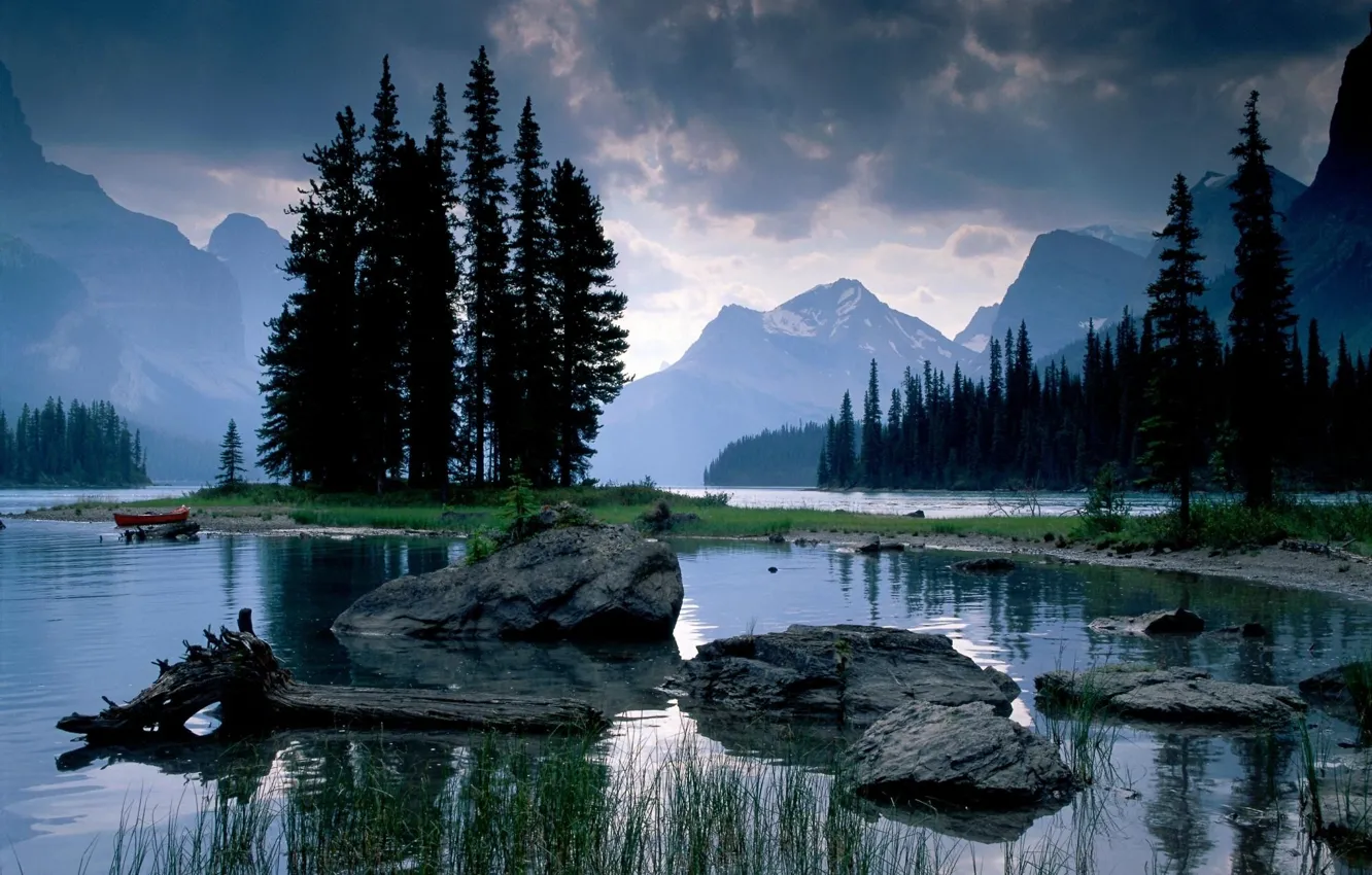 Фото обои горы, озеро, камни