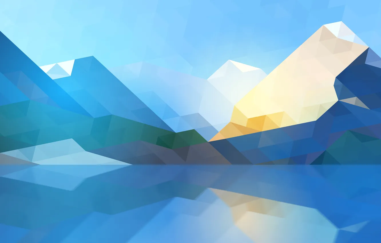 Фото обои абстракция, Горы, Linux, KDE, Plasma, параллелепипед, Треугольники, геометрические