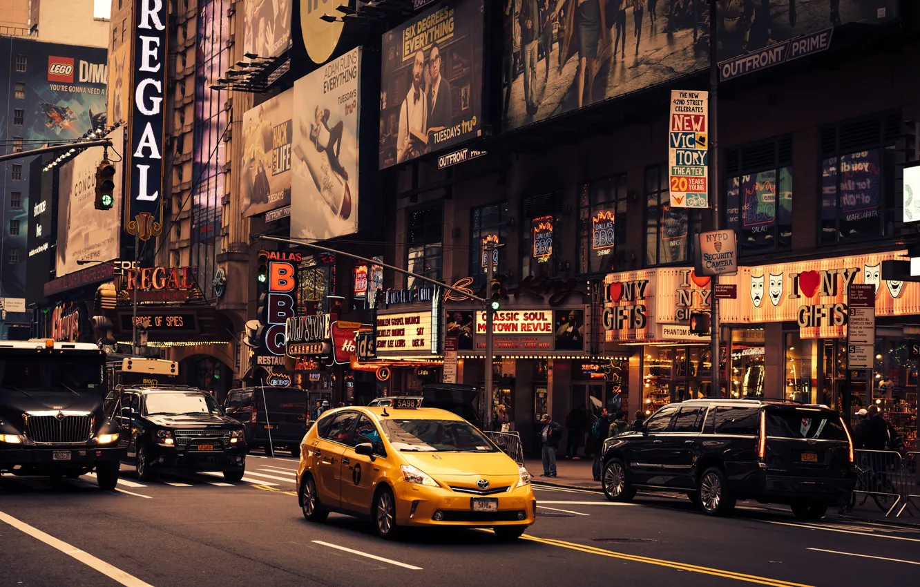 Фото обои United States, cars, New York, street, people, taxi, Lego, cityscape