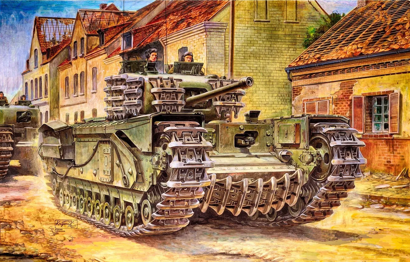 Фото обои Арт, Танк, Churchill, периода Второй мировой войны, Черчилль, Пехотный танк армии