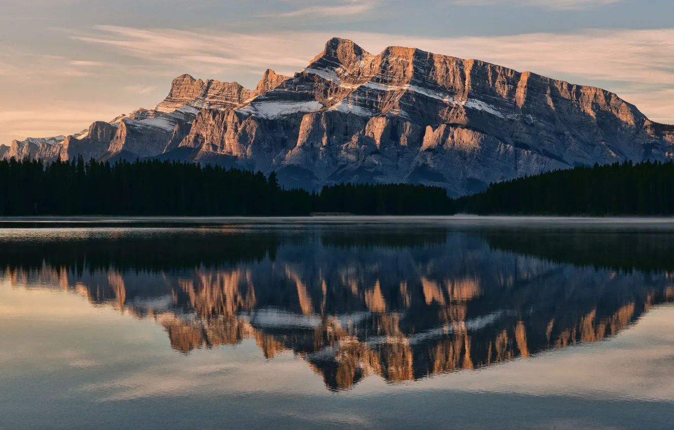 Фото обои озеро, отражение, гора, Канада, Бнаф