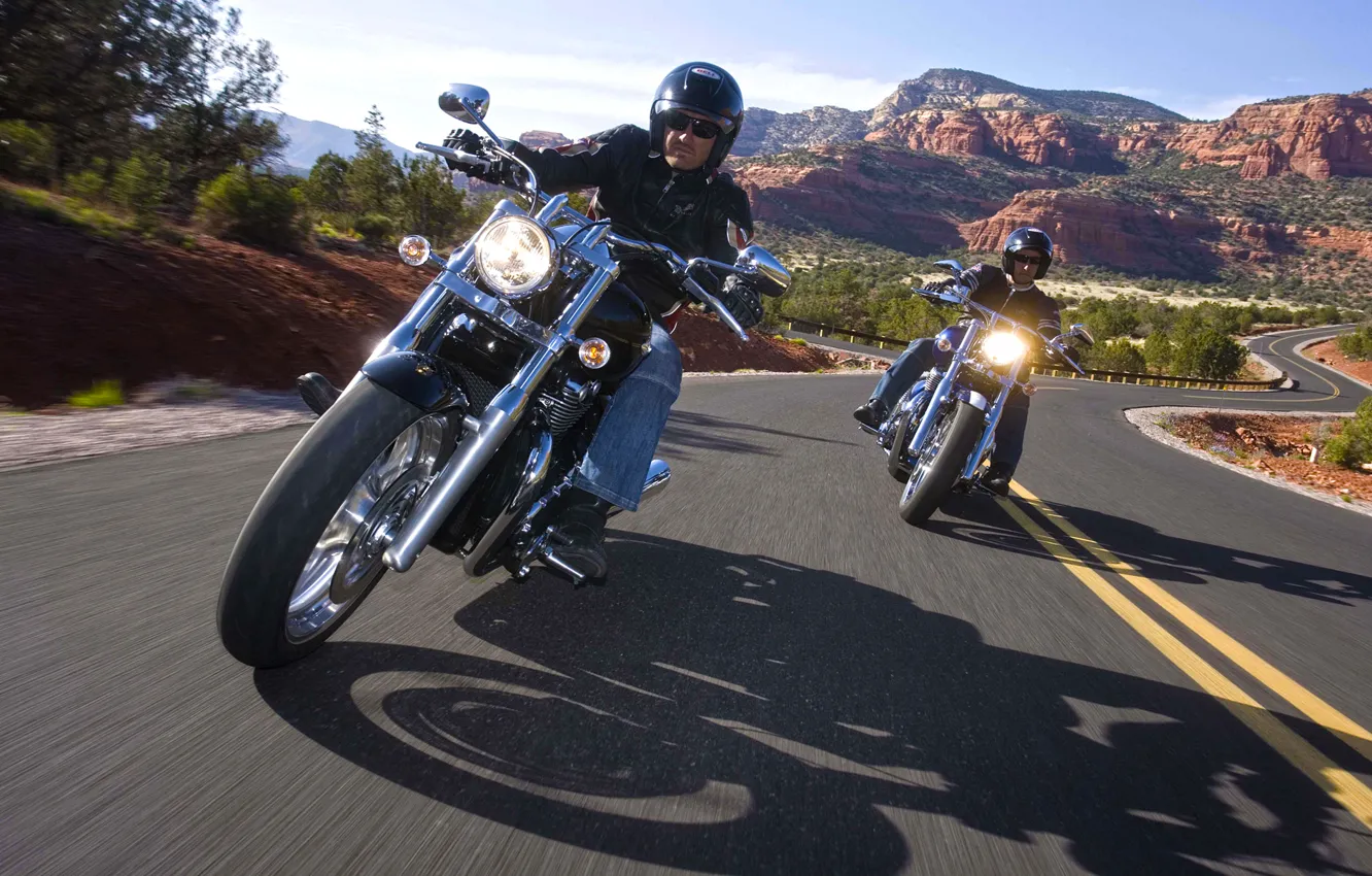 Фото обои дорога, мотоцикл, Harley-Davidson