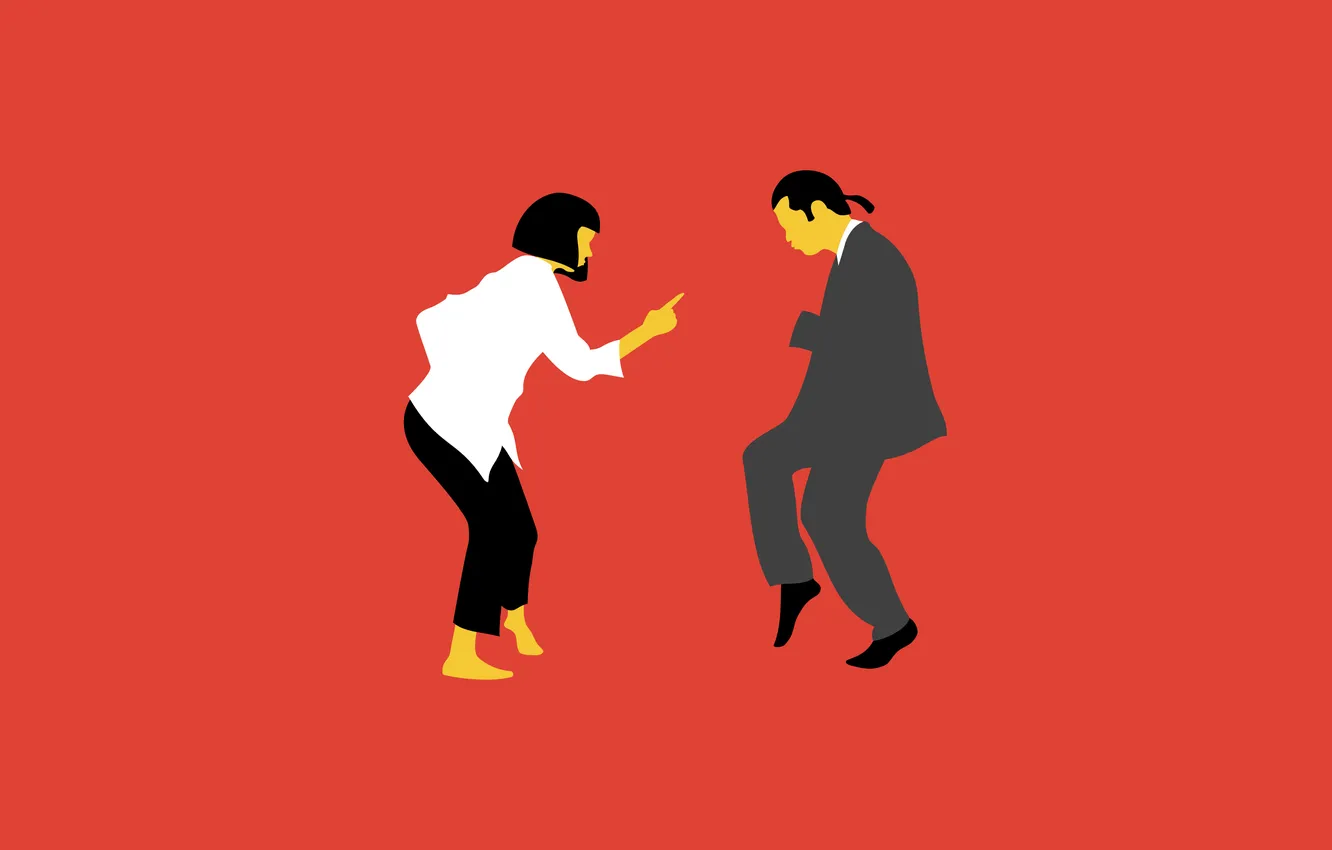Фото обои танец, минимализм, minimalism, красный фон, dance, Pulp Fiction, red background, фильм Квентина Тарантино