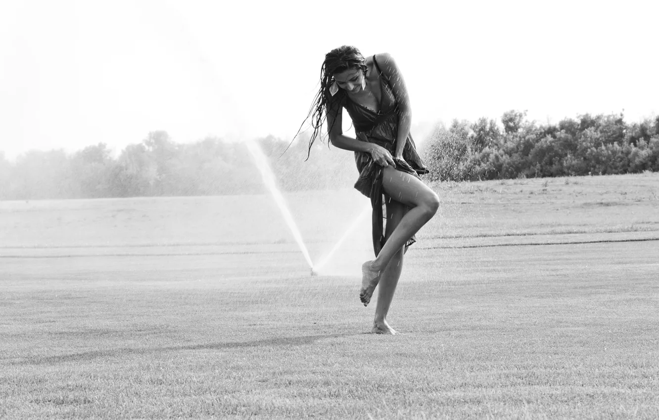 Фото обои трава, вода, девушка, Perfect art