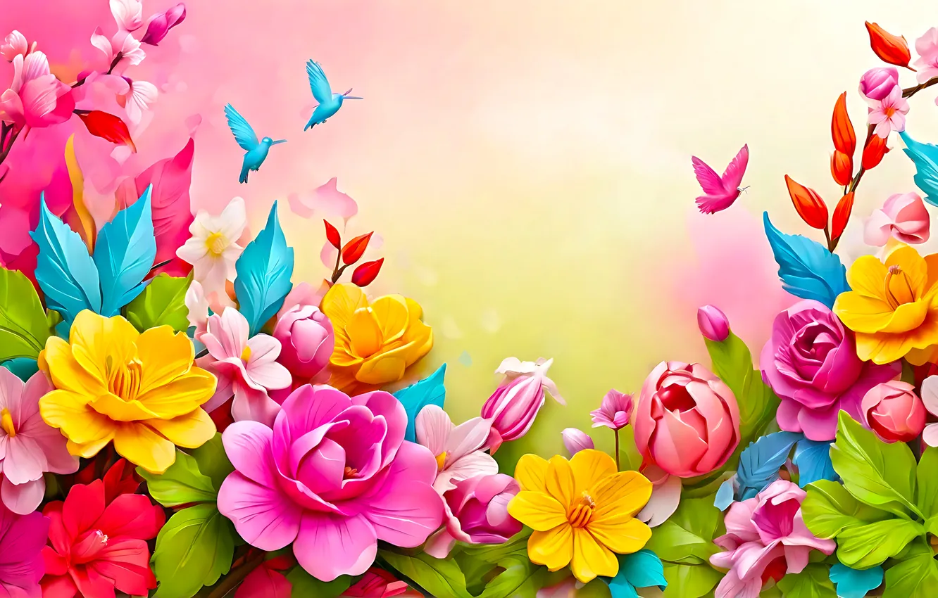 Фото обои цветы, яркие, colorful, flowers, background, spring, bright, composition