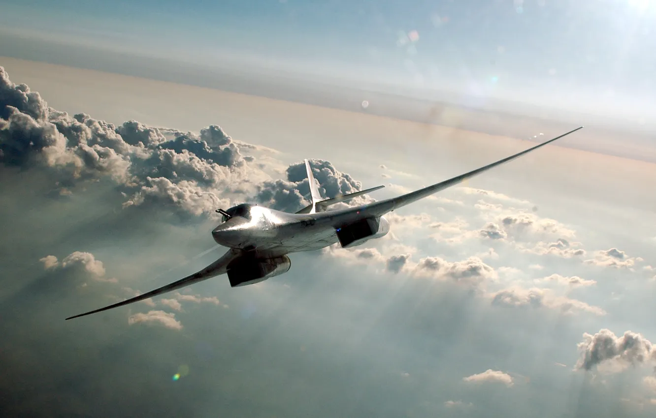 Фото обои облака, стратегический, Ту-160, сверхзвуковой, бомбардировщик-ракетоносец, «Белый лебедь»