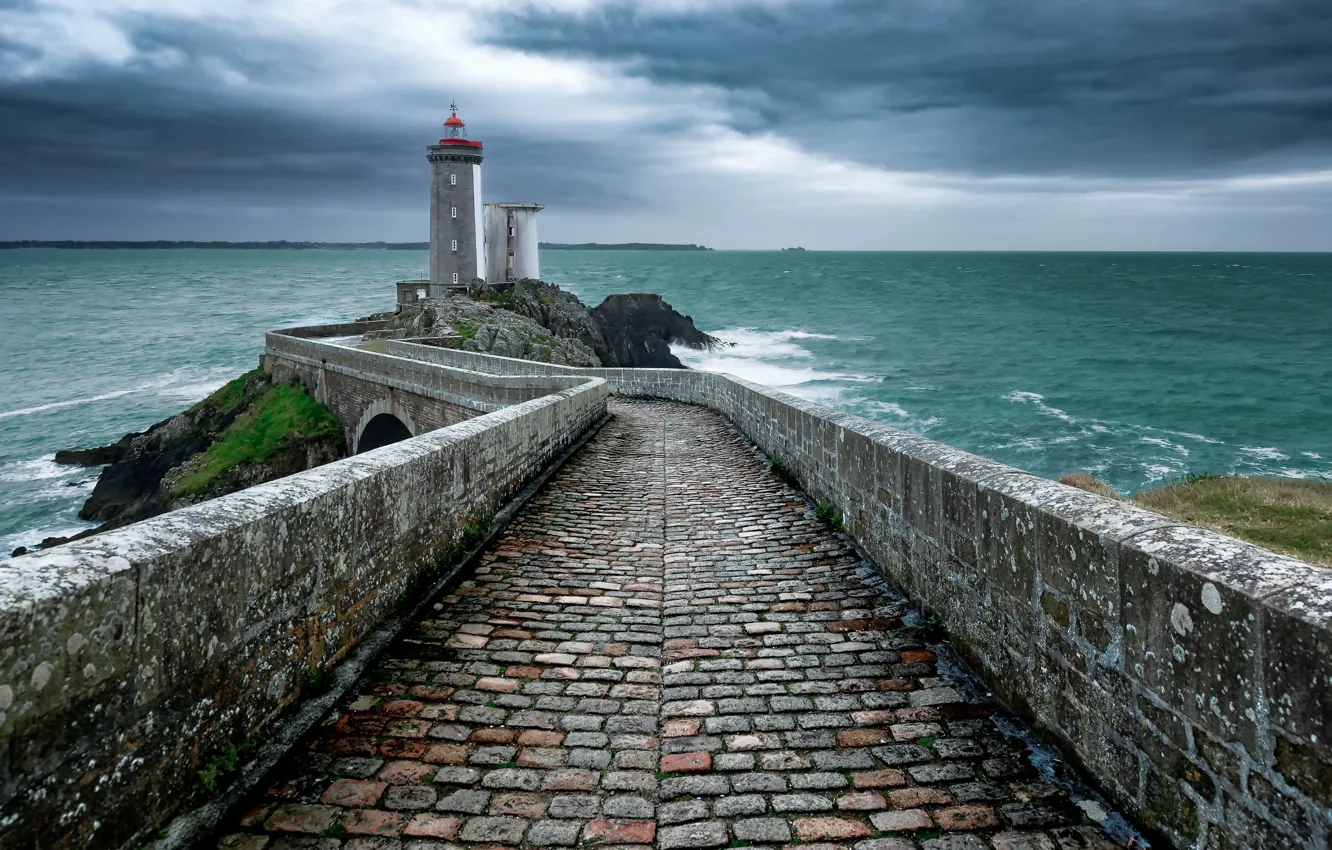 Фото обои море, маяк, France, Brittany, Finistere