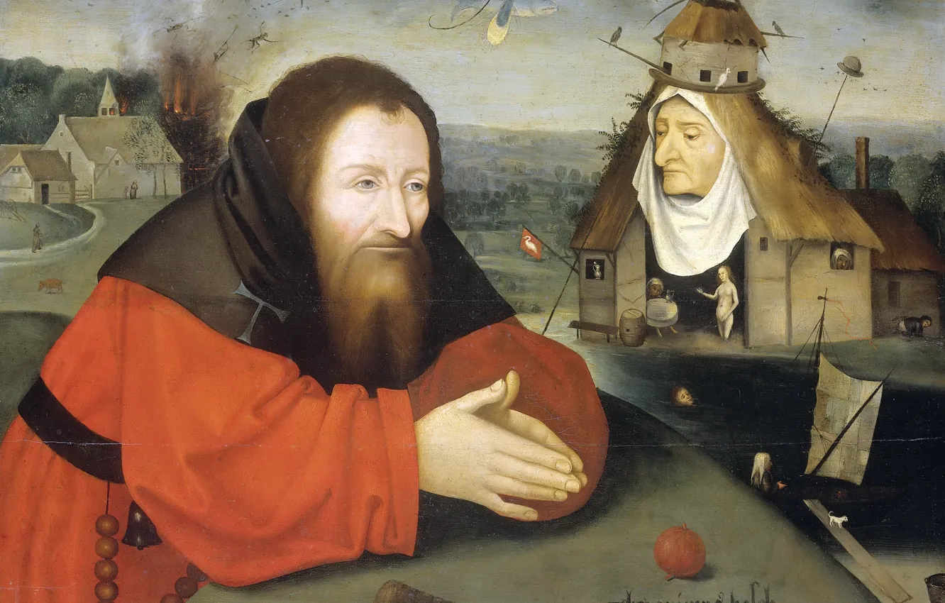 Фото обои Hieronymus Bosch, 1550-1600, другая версия, Искушение св.Антония
