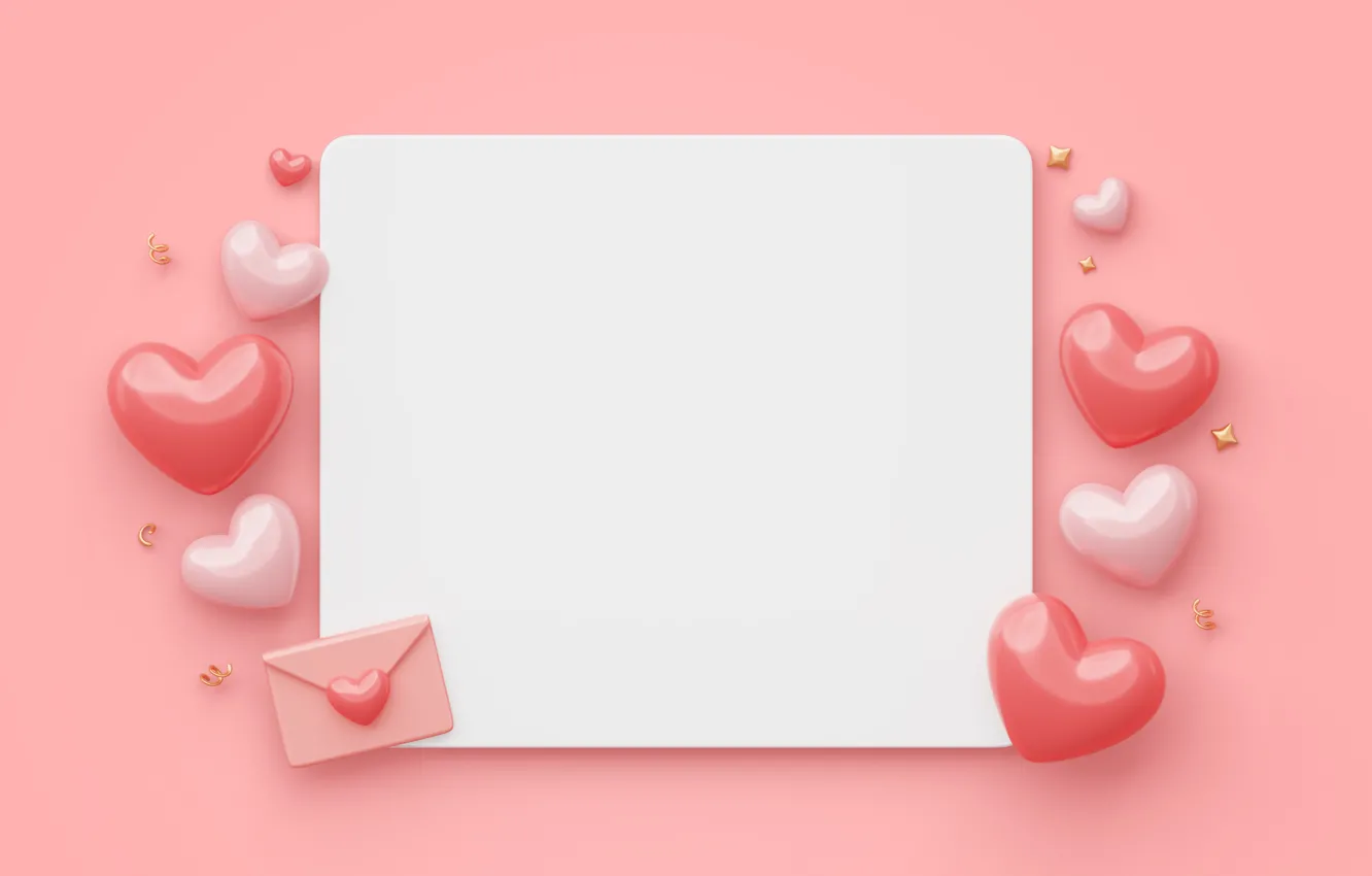 Фото обои любовь, рендеринг, праздник, сердце, сердечки, розовый фон, День святого Валентина, день всех влюбленных