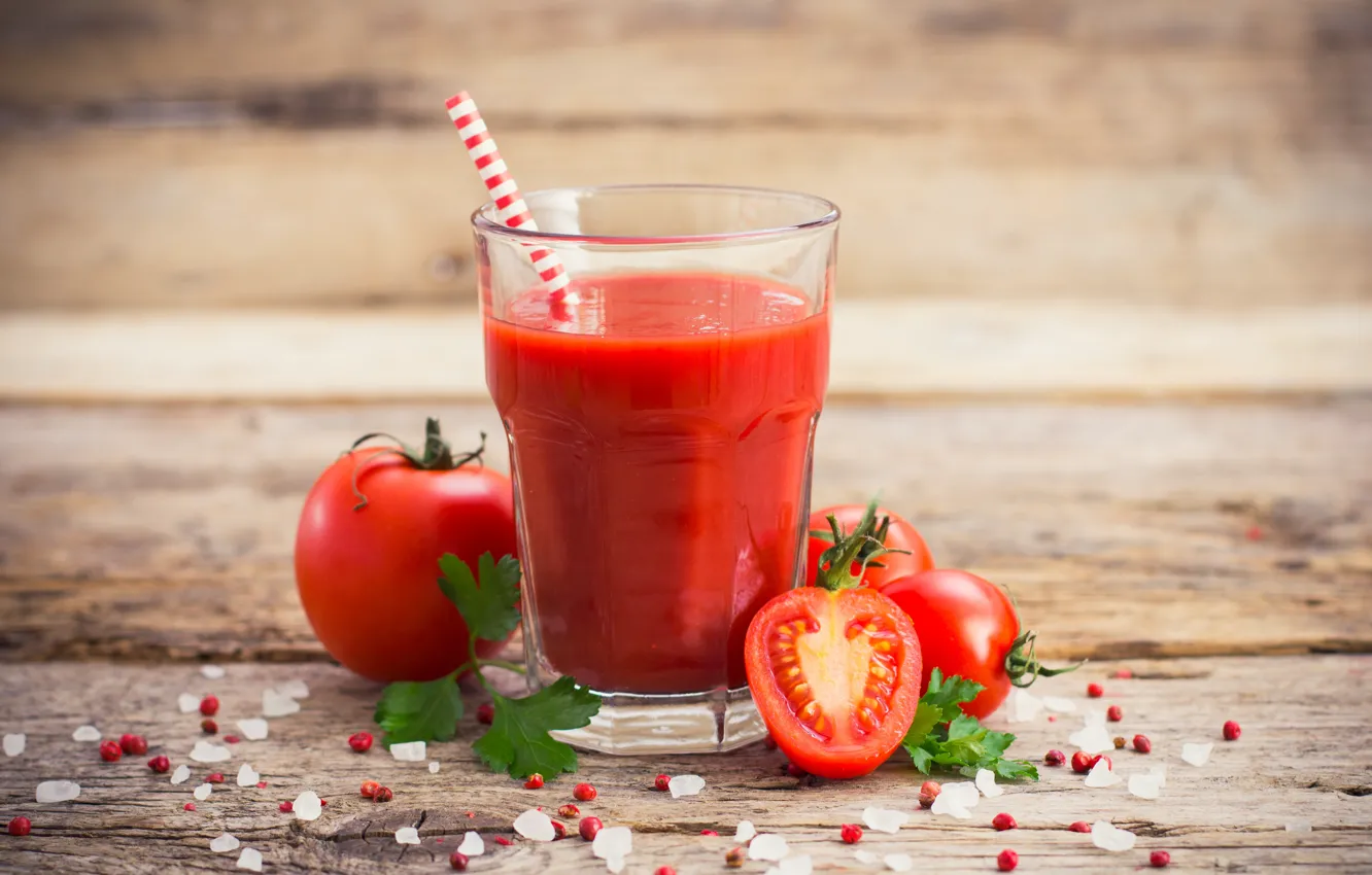 Фото обои сок, помидоры, петрушка, томатный