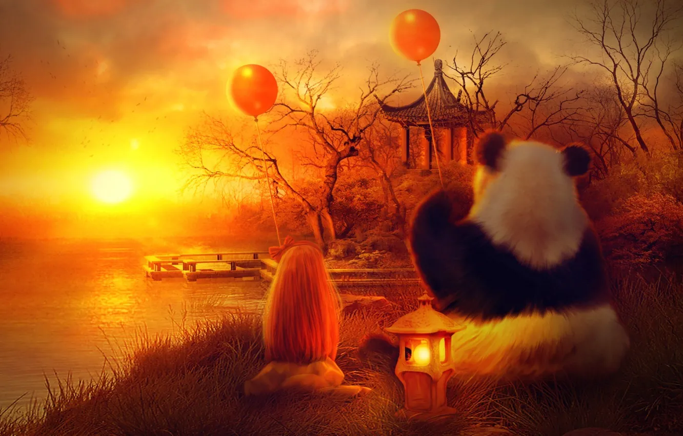 Фото обои bird, land, sun, awesome, amazing, great, wonderful, balloons
