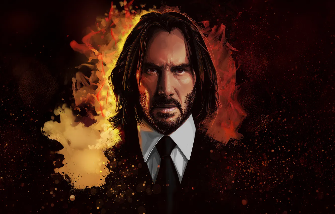 Фото обои фон, портрет, арт, костюм, Киану Ривз, Keanu Reeves, John Wick, John Wick: Chapter 4