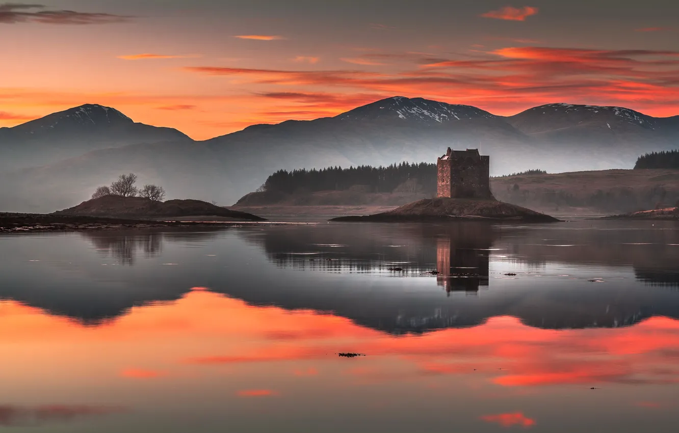 Фото обои озеро, замок, Scotland