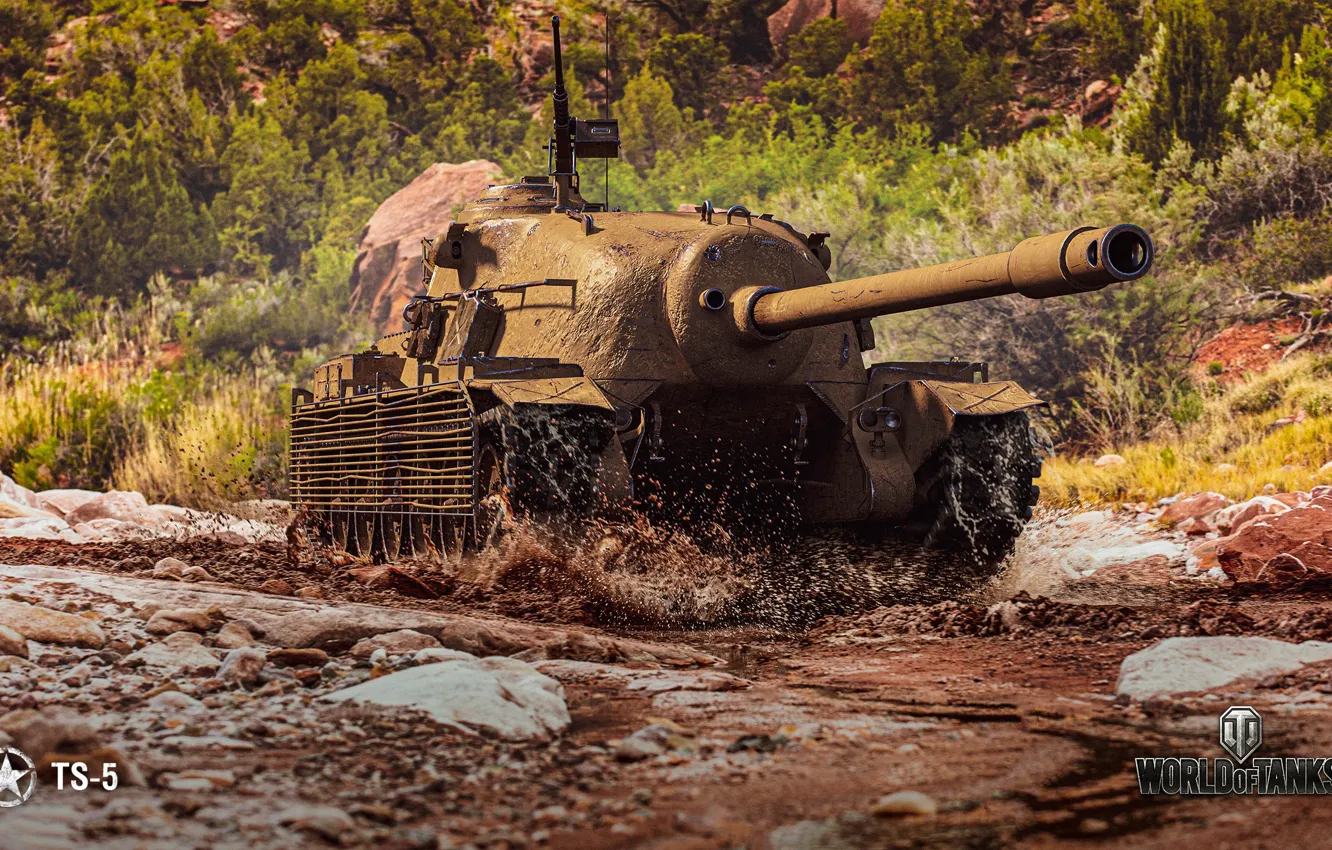Фото обои грязь, WoT, World of Tanks, Wargaming, TS-5