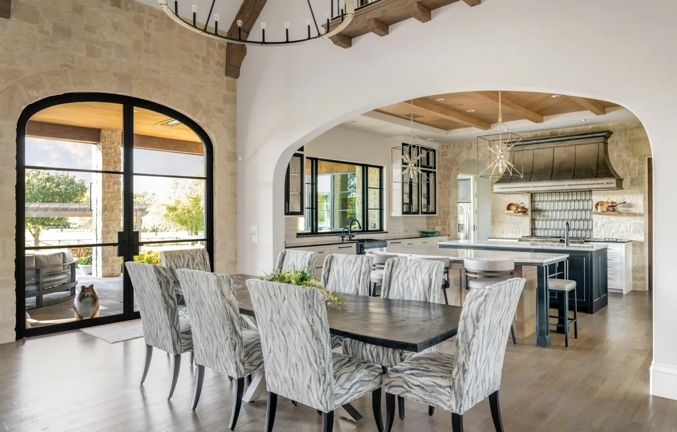 Фото обои дизайн, стиль, Франция, вилла, интерьер, кухня, столовая, by Holmes Builders