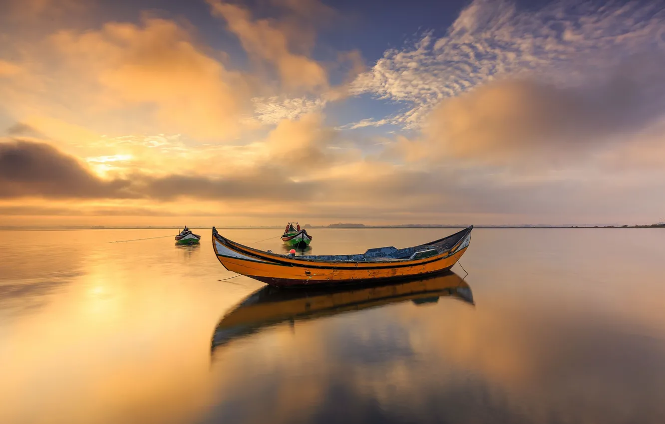 Фото обои лодки, Португалия, Ria de Aveiro