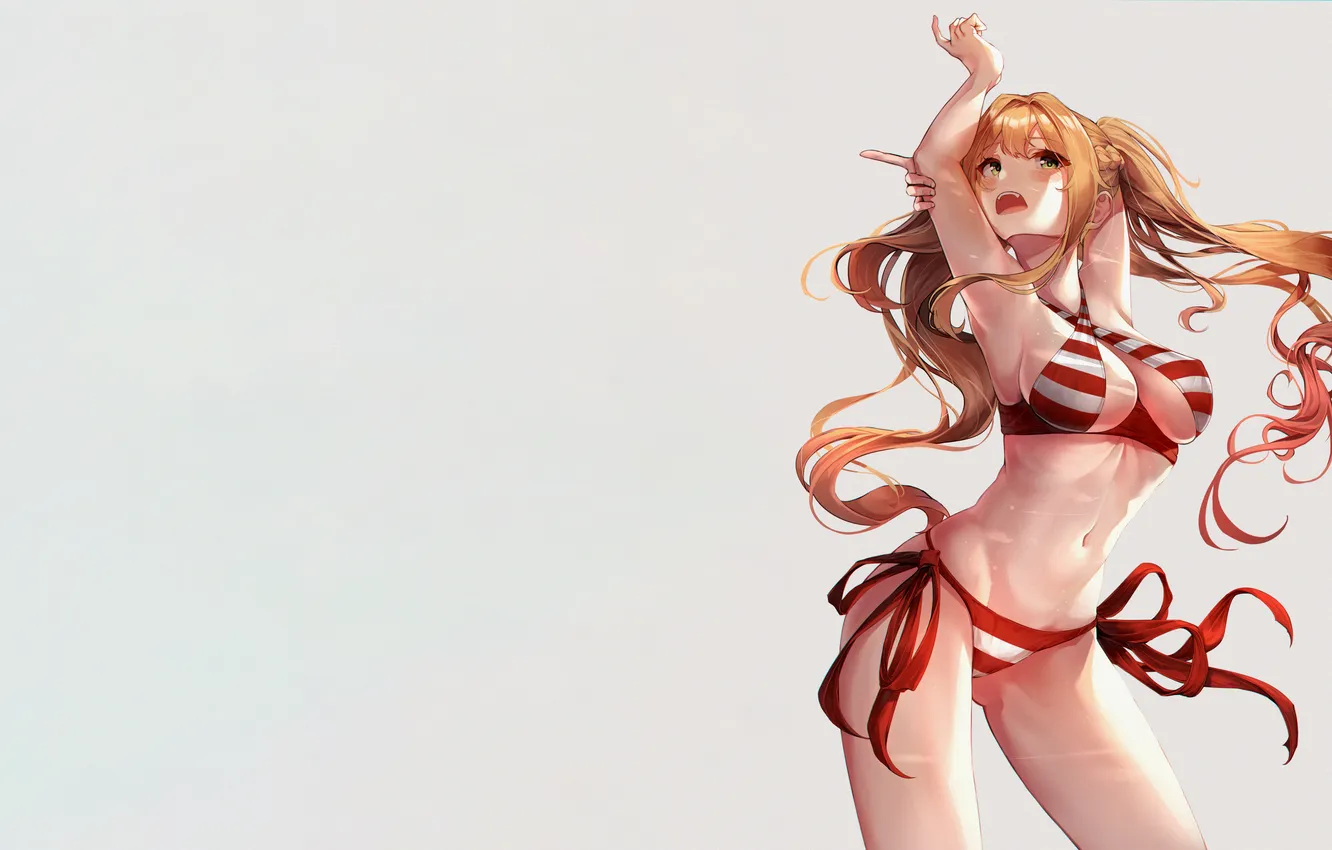 Фото обои girl, sexy, cleavage, long hair, boobs, anime, beautiful, twintails