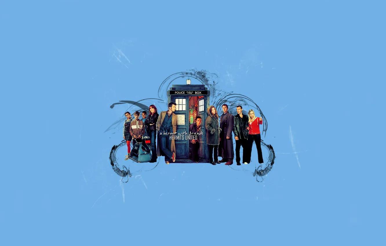 Фото обои фон, арт, актеры, Doctor Who, Доктор Кто, ТАРДИС, TARDIS, Приключения Сары Джейн